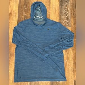 Men's Light Blue Heather Nike Lightweight Breathe Hoodie Size L